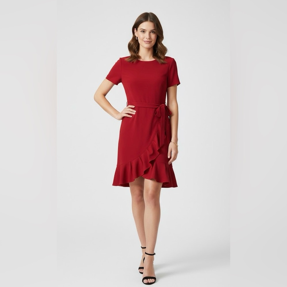 Calvin Klein Red Ruffle Mini Dress Size 6